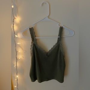 Dark Green Lace Tank Top.
